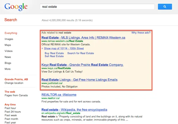 Real Estate Advertising on Google AdWords in Grande Prairie