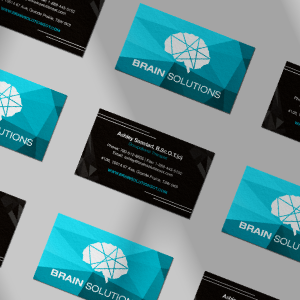 nine10 portfolio project brain solutions visual identity business cards